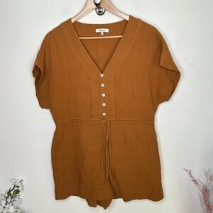 Madewell Brown Button-Front Romper